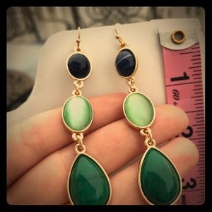 Green and Gild Dangle Earrings